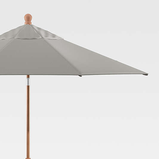 9' Round Sunbrella ® Graphite Outdoor Patio Umbrella with Tilt Faux Wood Frame