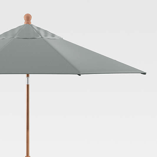 9' Grey Mist Round Outdoor Patio Umbrella Canopy with Tilt Faux Wood Frame