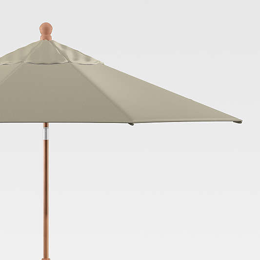 9' Round Sunbrella ® Stone Outdoor Patio Umbrella with Tilt Faux Wood Frame