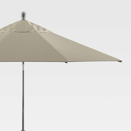 9' Round Sunbrella ® Stone Outdoor Patio Umbrella with Tilt Silver Frame