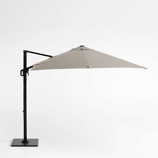 9' Square Sunbrella® Cast Ash Brown Cantilever Outdoor Patio Umbrella with Black Metal Frame