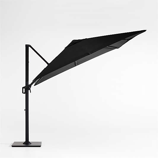 9' Square Canvas Black Sunbrella® Cantilever Outdoor Patio Umbrella with Black Metal Frame