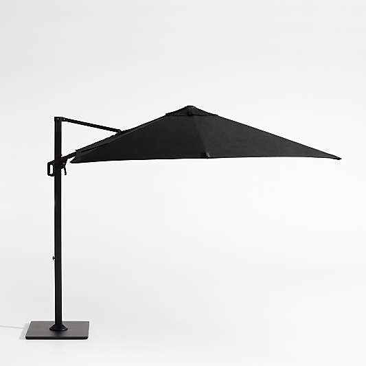 9' Square Sunbrella® Canvas Black Cantilever Outdoor Patio Umbrella with Black Metal Frame