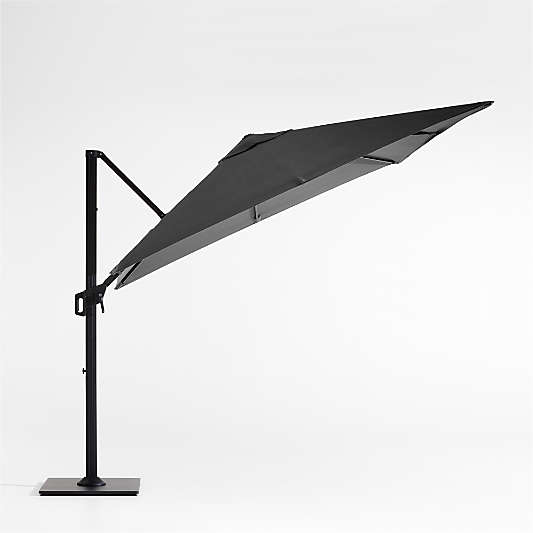 9' Square Cast Charcoal Grey Sunbrella® Cantilever Outdoor Patio Umbrella with Black Metal Frame