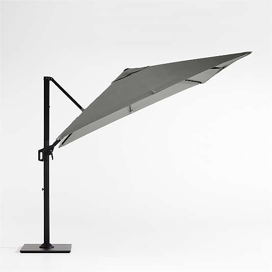 9' Square Sunbrella® Canvas Charcoal Cantilever Outdoor Patio Umbrella with Black Metal Frame