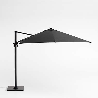 9' Square Cast Charcoal Grey Sunbrella® Cantilever Outdoor Patio Umbrella with Black Metal Frame