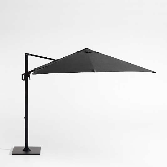 9' Square Cast Charcoal Grey Sunbrella® Cantilever Outdoor Patio Umbrella with Black Metal Frame