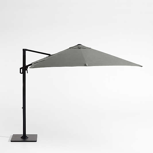 9' Square Sunbrella® Canvas Charcoal Cantilever Outdoor Patio Umbrella with Black Metal Frame