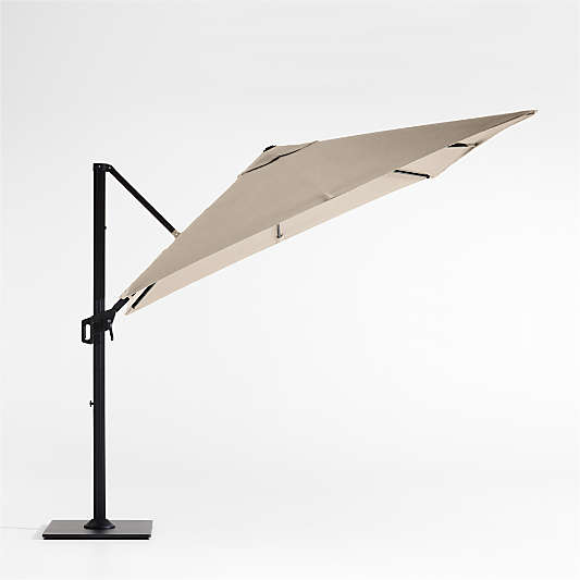 9' Square Sunbrella® Canvas Flax Cantilever Outdoor Patio Umbrella with Black Metal Frame