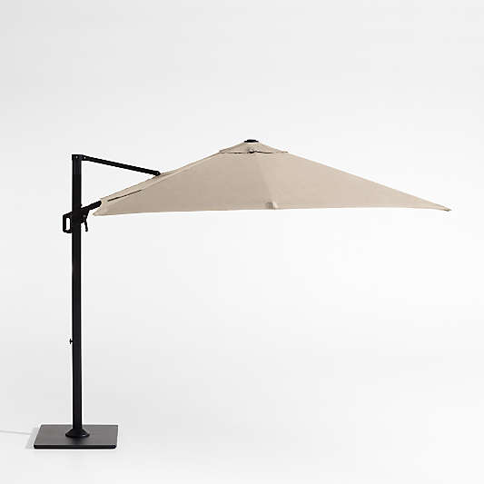 9' Square Sunbrella® Canvas Flax Cantilever Outdoor Patio Umbrella with Black Metal Frame