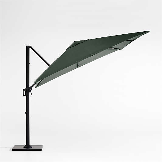 9' Square Cast Ivy Green Sunbrella® Cantilever Outdoor Patio Umbrella with Black Metal Frame