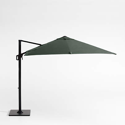 9' Square Cast Ivy Green Sunbrella® Cantilever Outdoor Patio Umbrella with Black Metal Frame