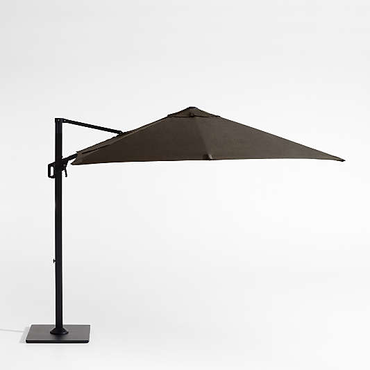 9' Square Canvas Java Sunbrella® Cantilever Outdoor Patio Umbrella with Black Metal Frame