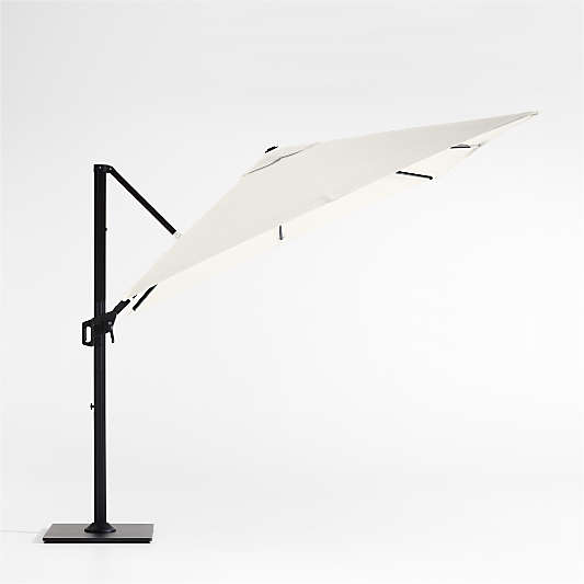 9' Square Canvas Natural Sunbrella® Cantilever Outdoor Patio Umbrella with Black Metal Frame