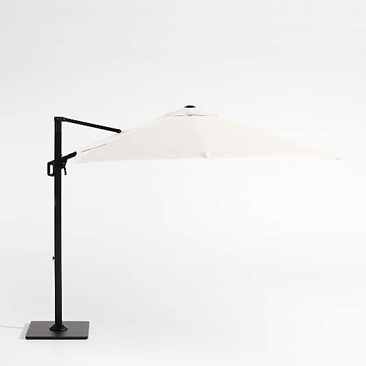 9' Square Canvas Natural Sunbrella® Cantilever Outdoor Patio Umbrella with Black Metal Frame