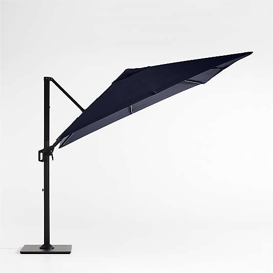 9' Square Canvas Navy Blue Sunbrella® Cantilever Outdoor Patio Umbrella with Black Metal Frame