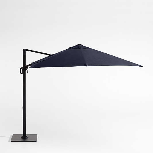 9' Square Sunbrella® Canvas Navy Blue Cantilever Outdoor Patio Umbrella with Black Metal Frame