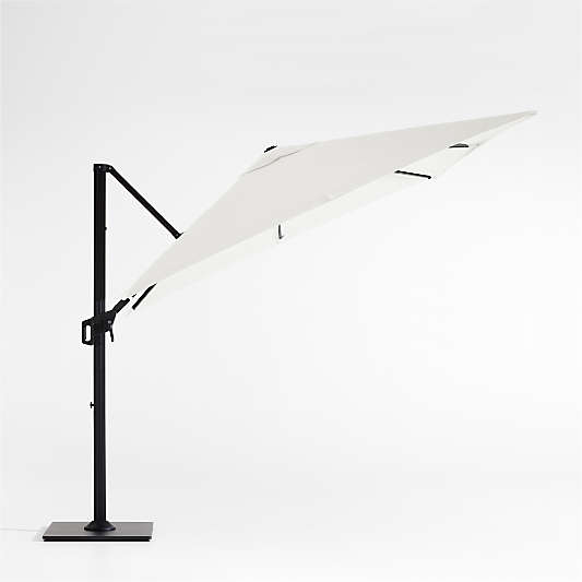 9' Square Canvas White Sand Sunbrella® Cantilever Outdoor Patio Umbrella with Black Metal Frame