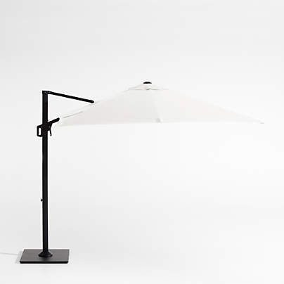 9' Square Canvas White Sunbrella® Cantilever Outdoor Patio Umbrella with Black Metal Frame