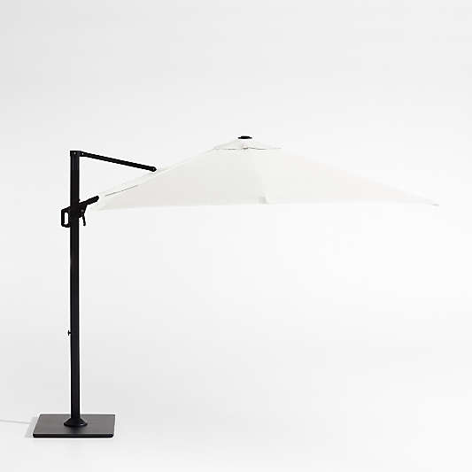 9' Square Sunbrella® Canvas White Cantilever Outdoor Patio Umbrella with Black Metal Frame