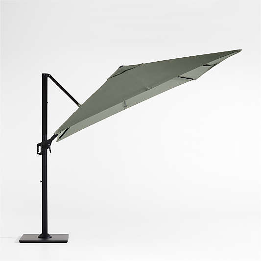 9' Square Cast Sage Sunbrella® Cantilever Outdoor Patio Umbrella with Black Metal Frame
