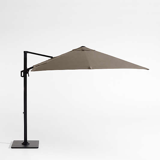 9' Square Sunbrella® Cast Shale Cantilever Outdoor Patio Umbrella with Black Metal Frame