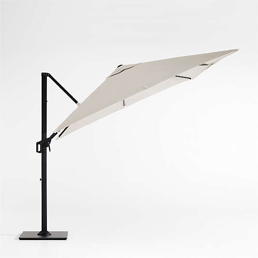 9' Square Cast Silver Sunbrella® Cantilever Outdoor Patio Umbrella with Black Metal Frame