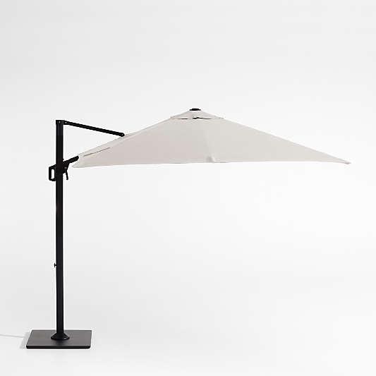 9' Square Sunbrella® Cast Silver Cantilever Outdoor Patio Umbrella with Black Metal Frame