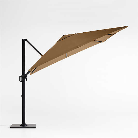 9' Square Sunbrella® Cast Teak Cantilever Outdoor Patio Umbrella with Black Metal Frame
