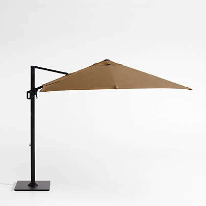 9' Square Sunbrella® Cast Teak Cantilever Outdoor Patio Umbrella with Black Metal Frame