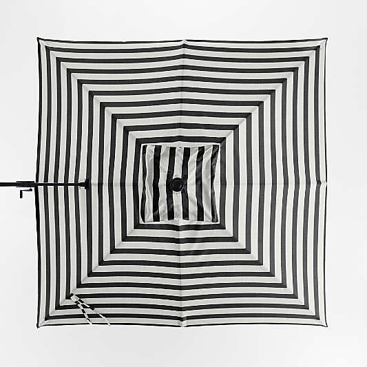 9' Square Sunbrella® Black and White Cabana Stripe Outdoor Cantilever Patio Umbrella Cover