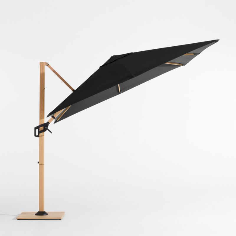 9' Square Canvas Black Sunbrella® Cantilever Outdoor Patio Umbrella with Faux Wood Metal Frame - image 2 of 5