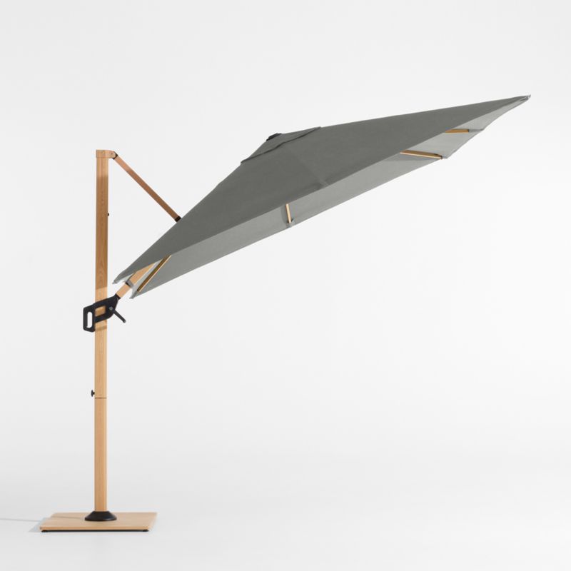 9' Square Canvas Charcoal Sunbrella® Cantilever Outdoor Patio Umbrella with Faux Wood Metal Frame - image 2 of 6