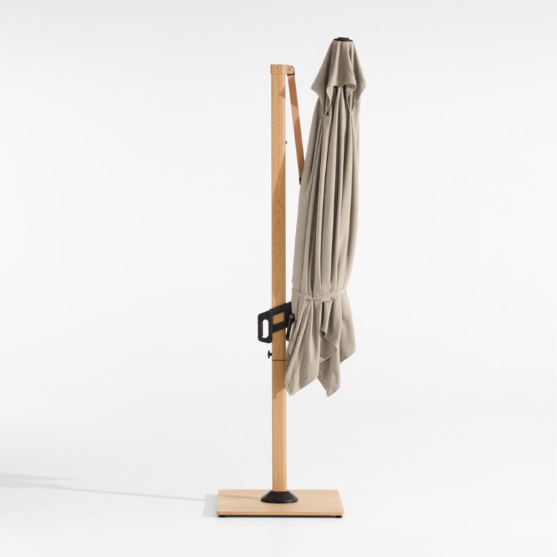 9' Square Canvas Flax Sunbrella® Cantilever Outdoor Patio Umbrella with Faux Wood Metal Frame - image 3 of 6