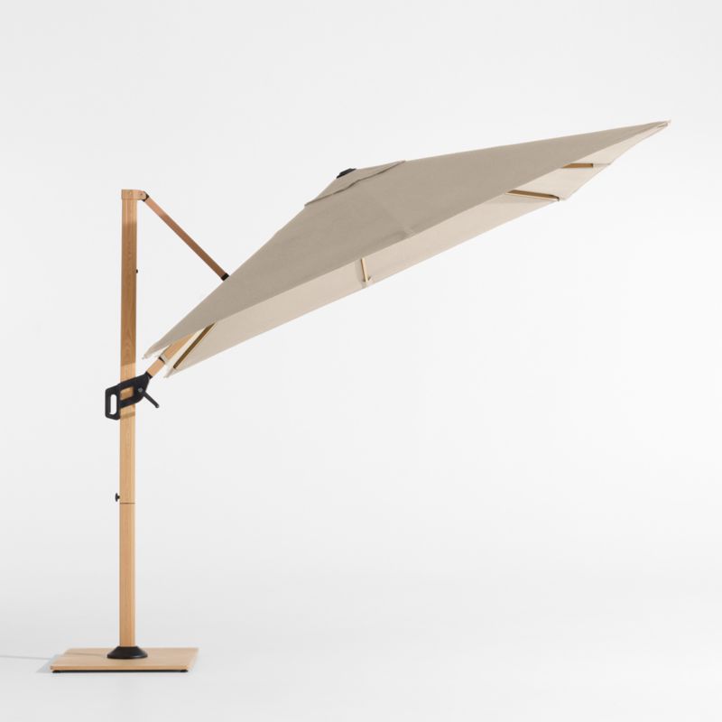 9' Square Canvas Flax Sunbrella® Cantilever Outdoor Patio Umbrella with Faux Wood Metal Frame - image 2 of 6
