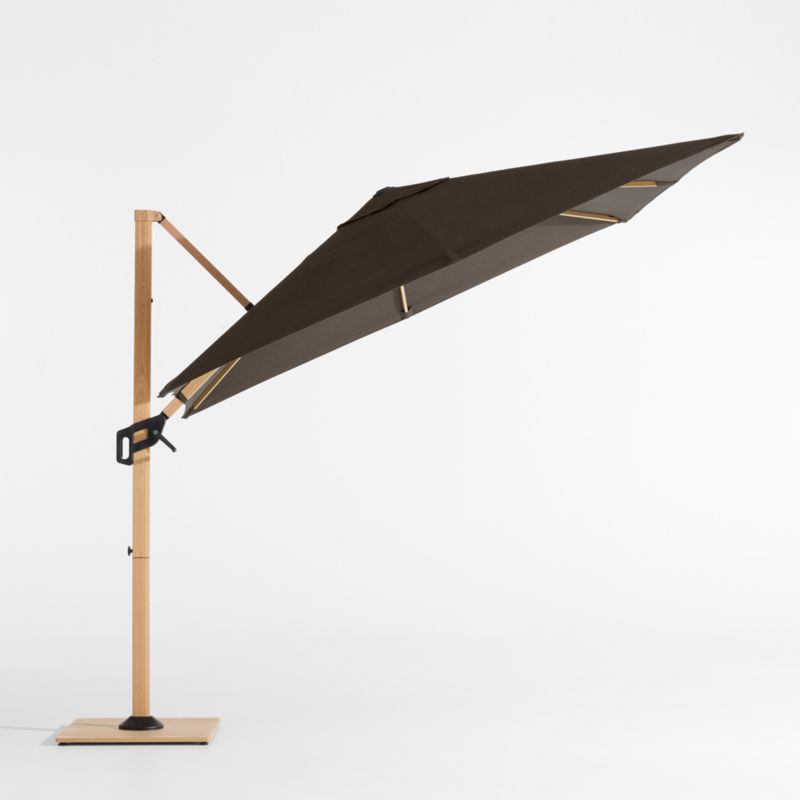 9' Square Canvas Java Sunbrella® Cantilever Outdoor Patio Umbrella with Faux Wood Metal Frame - image 2 of 6