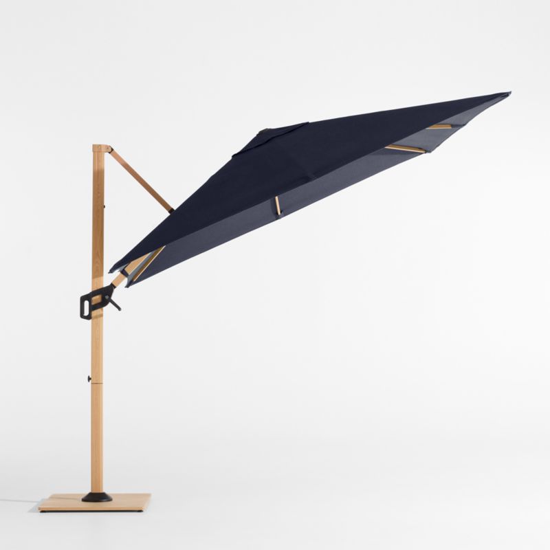 9' Square Canvas Navy Blue Sunbrella® Cantilever Outdoor Patio Umbrella with Faux Wood Metal Frame - image 2 of 5