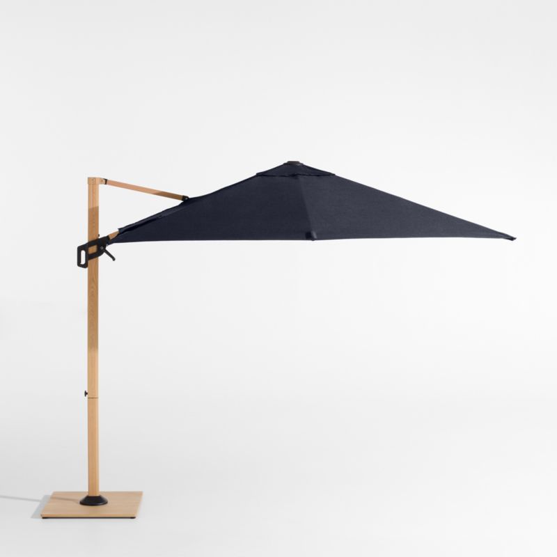 9' Square Canvas Navy Blue Sunbrella® Cantilever Outdoor Patio Umbrella with Faux Wood Metal Frame - image 0 of 5