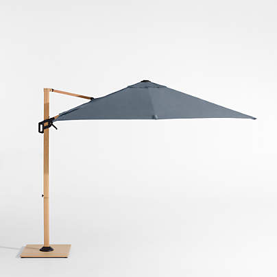 9' Square Sunbrella® Cast Harbor Cantilever Outdoor Patio Umbrella with Faux Wood Metal Frame