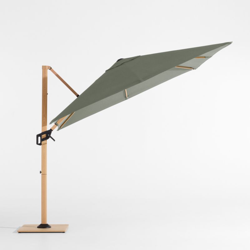 9' Square Cast Sage Sunbrella® Cantilever Outdoor Patio Umbrella with Faux Wood Metal Frame - image 2 of 6