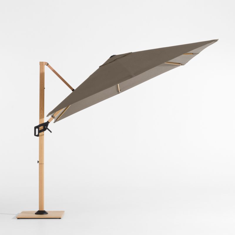 9' Square Sunbrella® Cast Shale Cantilever Outdoor Patio Umbrella with Faux Wood Metal Frame - image 3 of 7