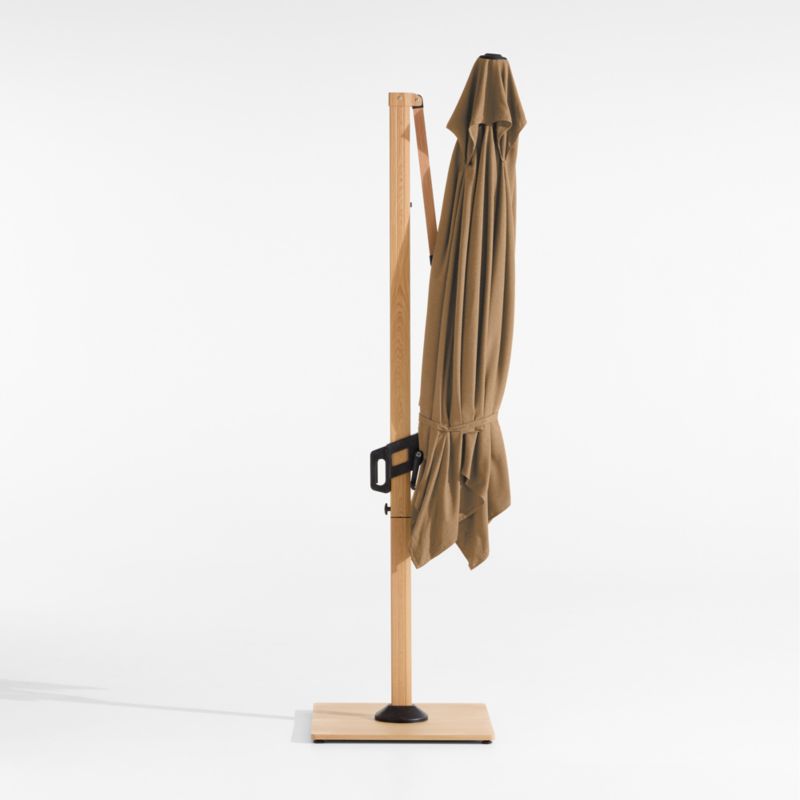 9' Square Sunbrella® Cast Teak Cantilever Outdoor Patio Umbrella with Faux Wood Metal Frame - image 4 of 7