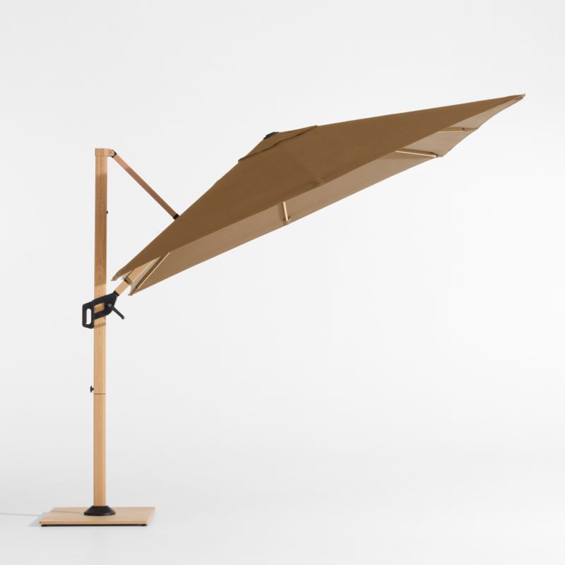 9' Square Sunbrella® Cast Teak Cantilever Outdoor Patio Umbrella with Faux Wood Metal Frame - image 3 of 7