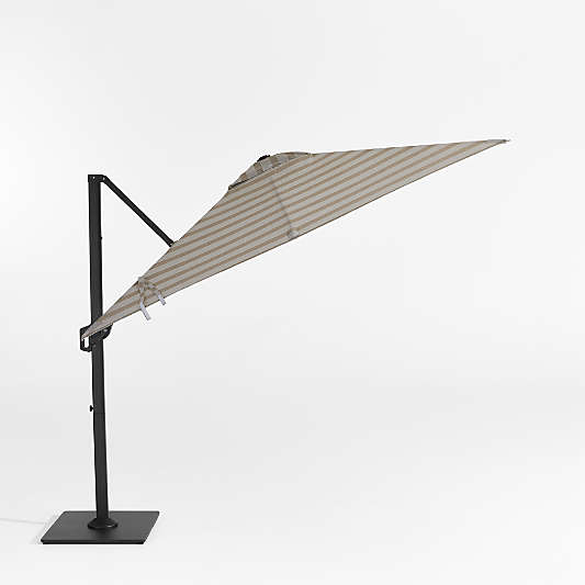 9' Square Sunbrella® Range Dune Stripe Cantilever Outdoor Patio Umbrella with Black Metal Frame