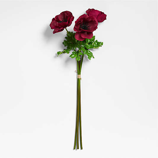 Faux Deep Red Anemone 24.5", Set of 3 by Abigail Ahern
