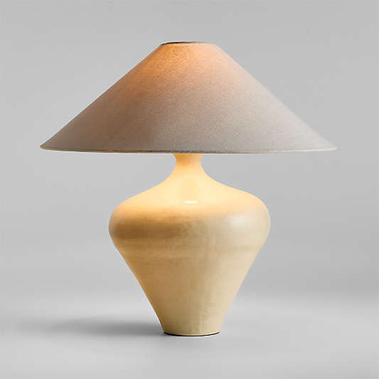 Briller Ivory Ceramic Table Lamp with Linen Shade by Athena Calderone 21.55"