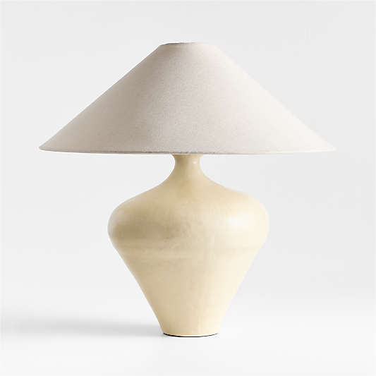 Briller Ivory Ceramic Table Lamp with Linen Shade by Athena Calderone 21.55"