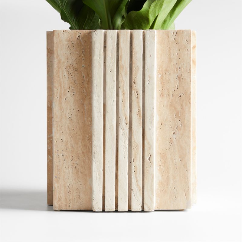 Canali Large Travertine Square Planter by Athena Calderone - image 0 of 9