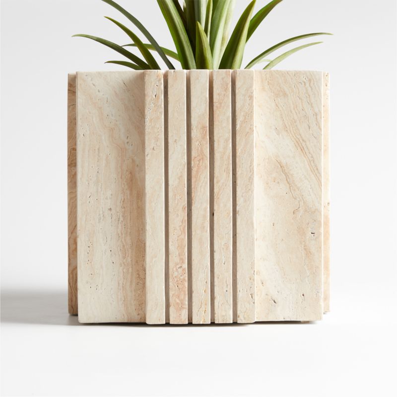 Canali Medium Travertine Square Planter by Athena Calderone - image 0 of 9