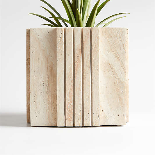 Canali Medium Travertine Square Planter by Athena Calderone